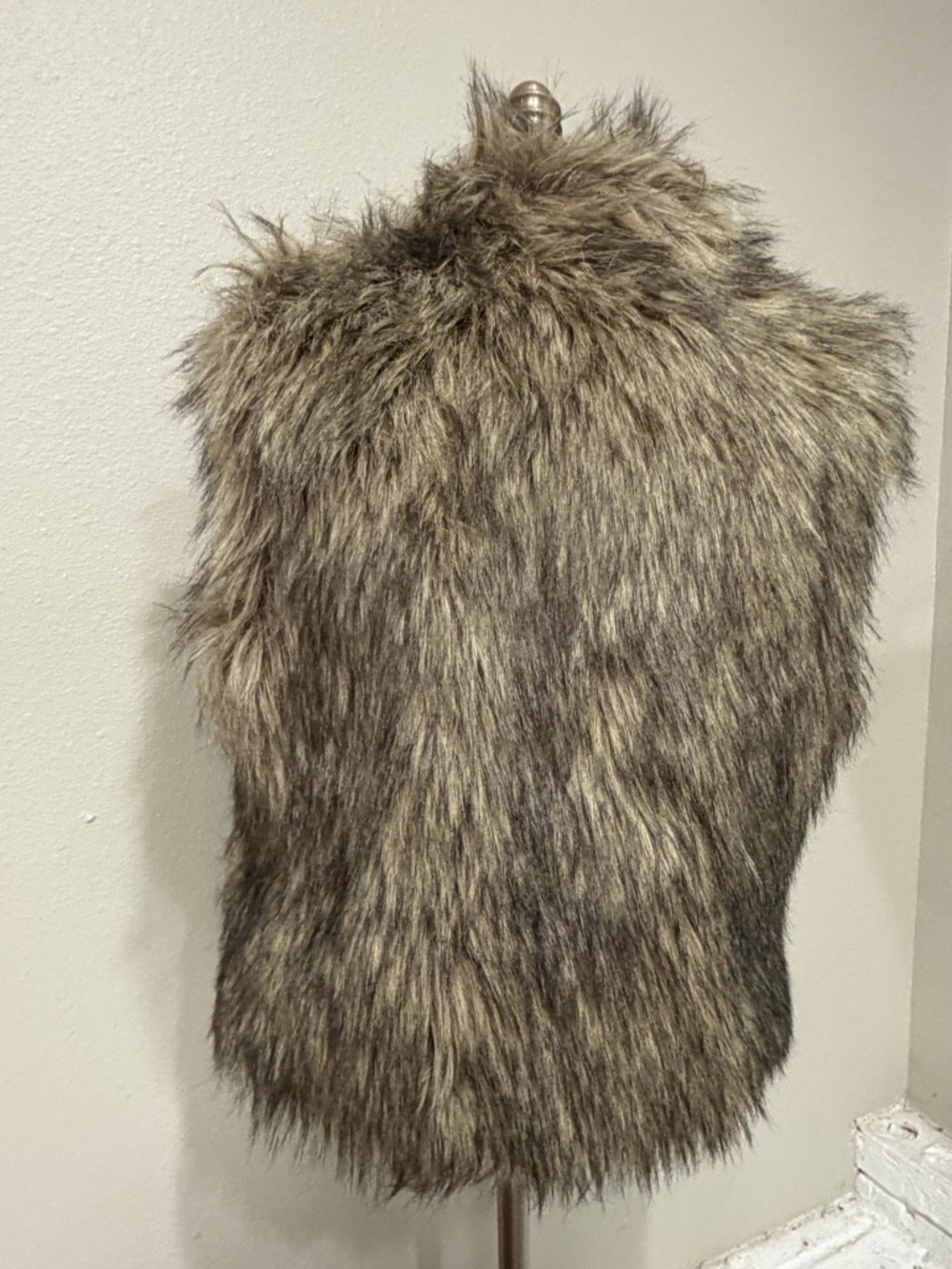 Calvin Klein Faux Fur Vest in Taupe Brown - Women's Coat - Picture 3 of 7